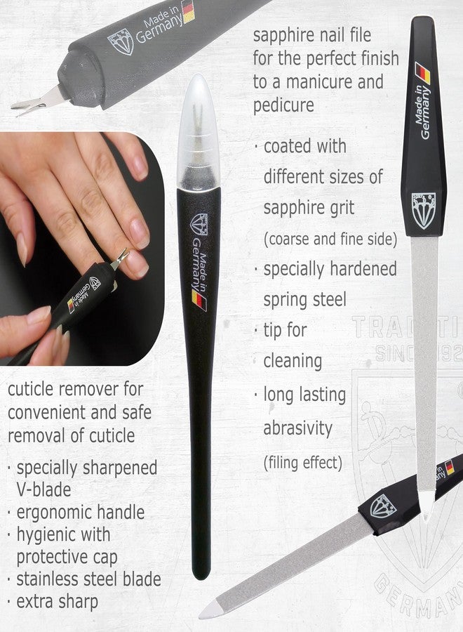 3 Swords Germany - brand quality 10 piece manicure pedicure grooming kit set for nail care scissors clipper mint synthetic leather case - Made by 3 Swords - Image 4